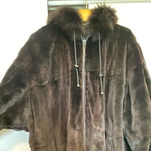🌟Sheared Black Mink Reversible Leather Parka
